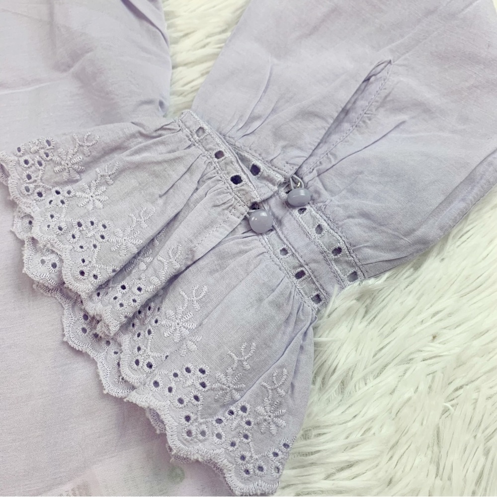 J. Crew Lavender Blouse with Ruffle Eyelet Trim - Picture 6 of 10